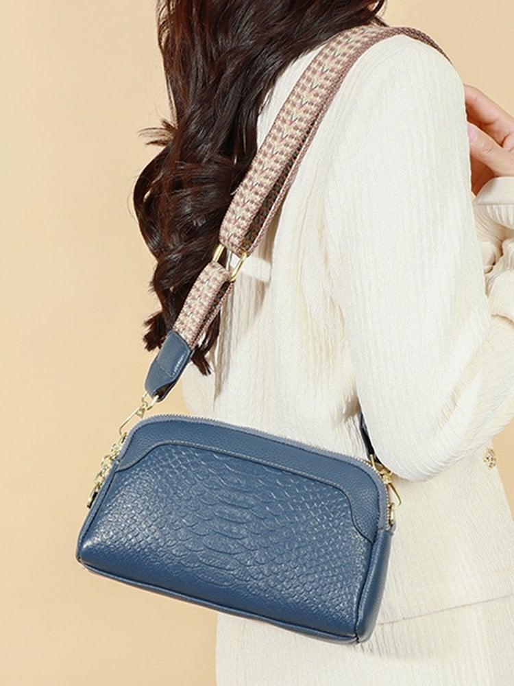 🔥Hot Sale🔥First Layer Cowhide Crossbody Bag Alligator Pattern Women Shoulder Bag for Work