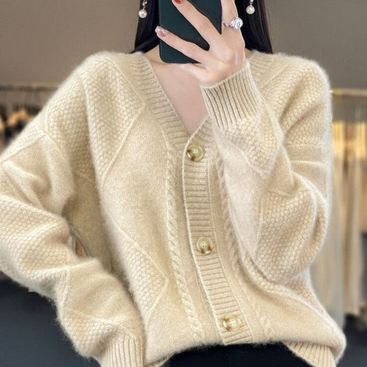 [Gift For Women] Women's Loose Slouchy Faux Cashmere Button Front Cardigan Sweaters