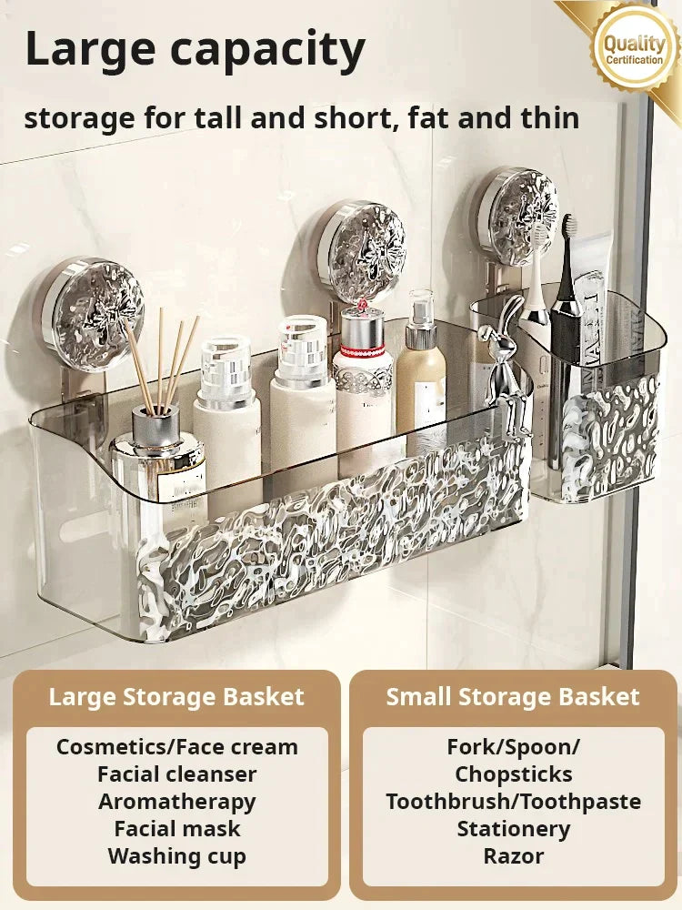 Light Luxury Style Glacier Pattern Suction Cup Shelf