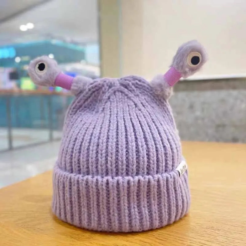 Winter Parent-Child Cute Glowing Little Monster Knit Hat
