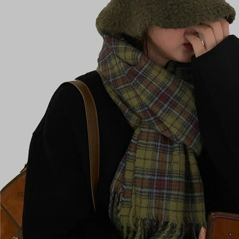 [Best Gift For Her] Women's Winter Tassel Plaid Scarf