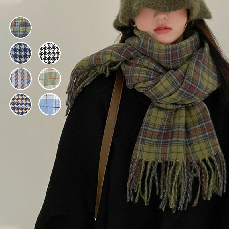 [Best Gift For Her] Women's Winter Tassel Plaid Scarf