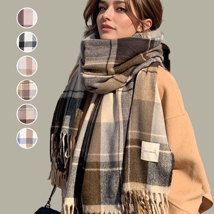 [Best Gift For Her] Women's Winter Tassel Plaid Scarf