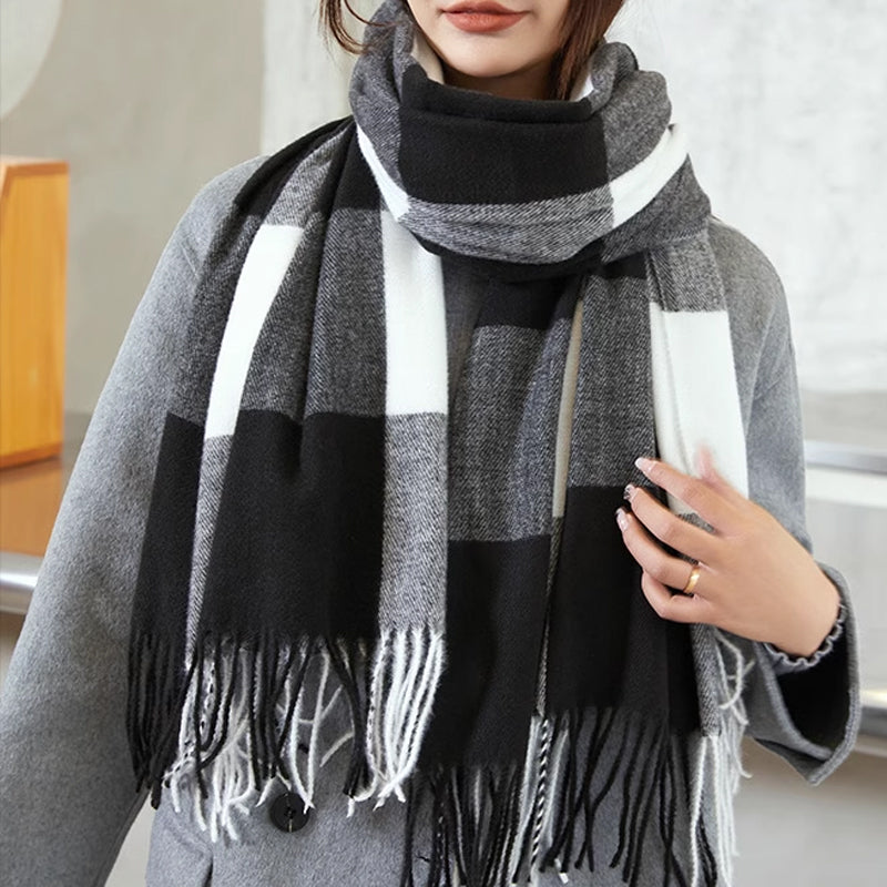 [Best Gift For Her] Women's Winter Tassel Plaid Scarf