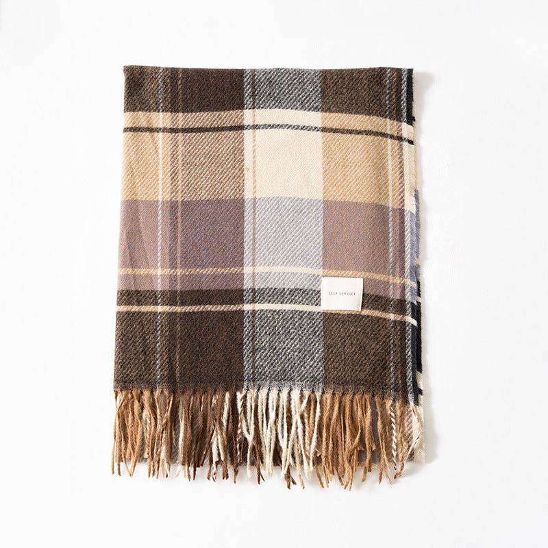 [Best Gift For Her] Women's Winter Tassel Plaid Scarf