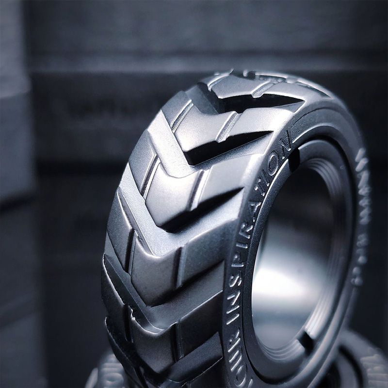 Dual Function Stainless Steel Motorcycle Tire Fidget Ring