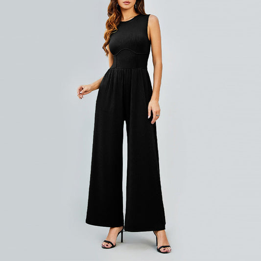 🔥best seller🔥Women’s Solid Sleeveless Wide Leg Jumpsuit