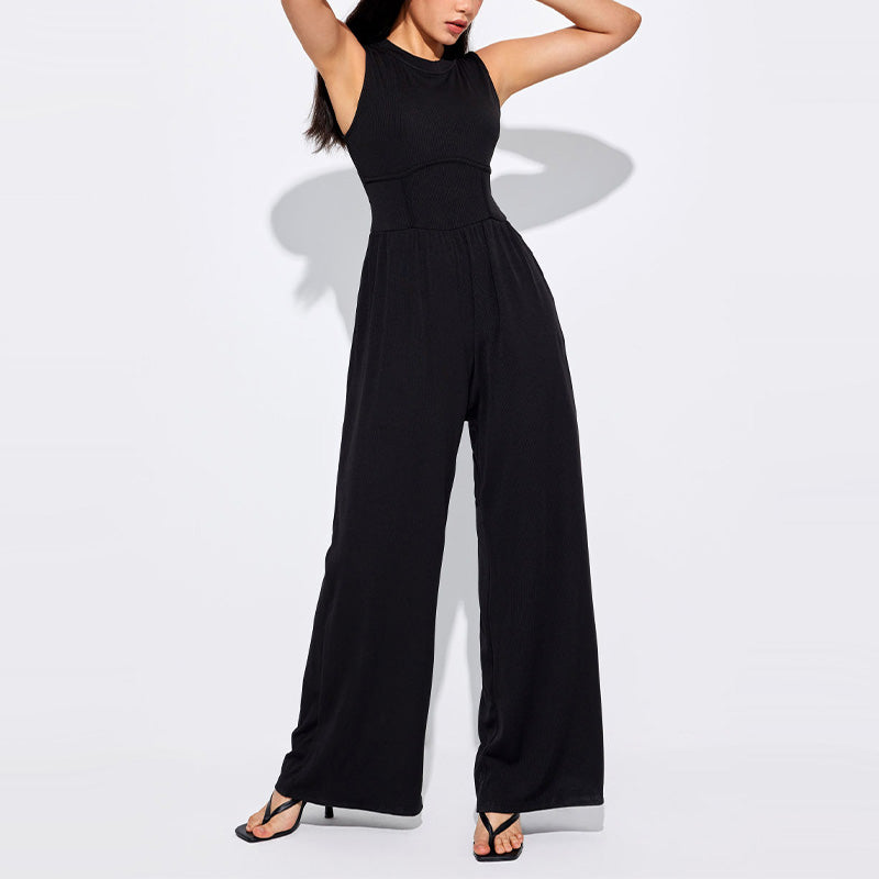 🔥best seller🔥Women’s Solid Sleeveless Wide Leg Jumpsuit